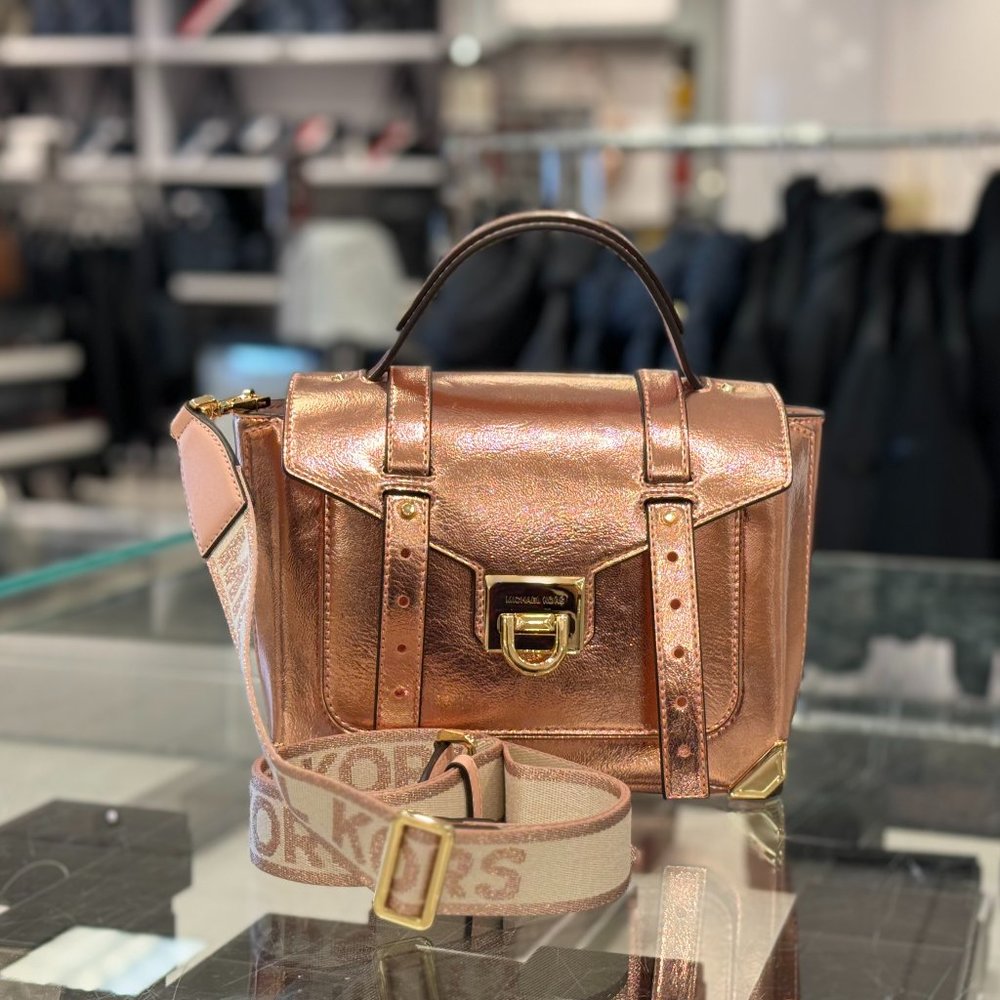 Michael Kors Manhattan Medium Top Handle Satchel Shoulder Crossbody Bag Primrose